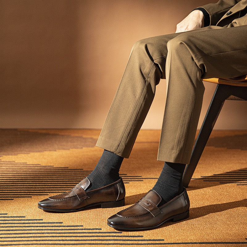 Penny Loafers Polished Slip-On Formal Dress Shoes Y101131
