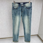 Light Vintage Wash Botanical Print Pocket Denim Jeans L260623