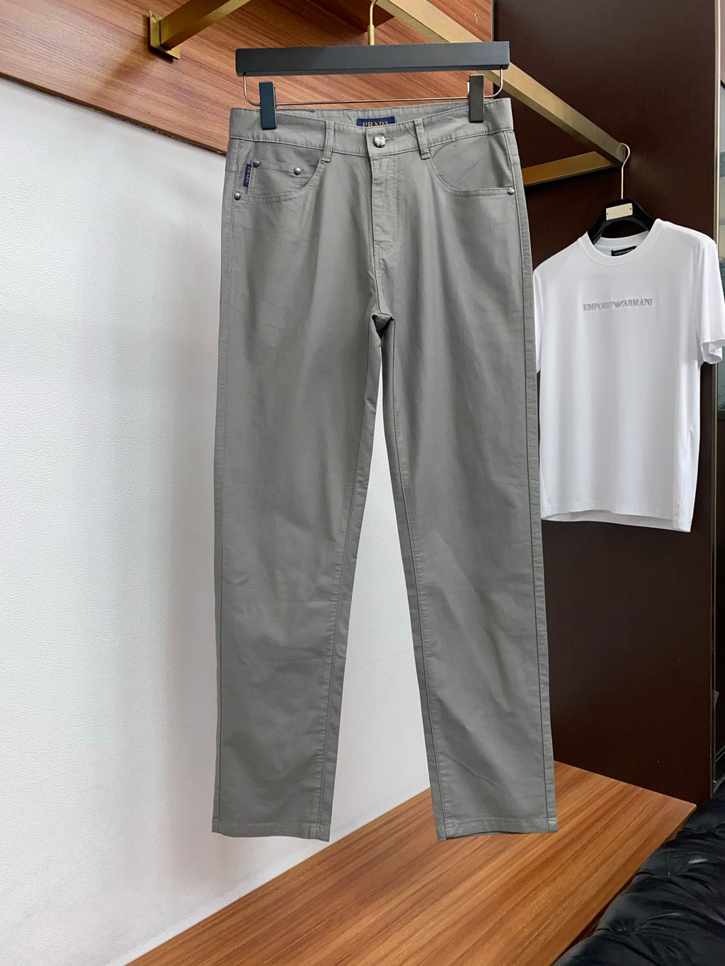 Triangle Leather Patch Back Pocket Trousers L260629