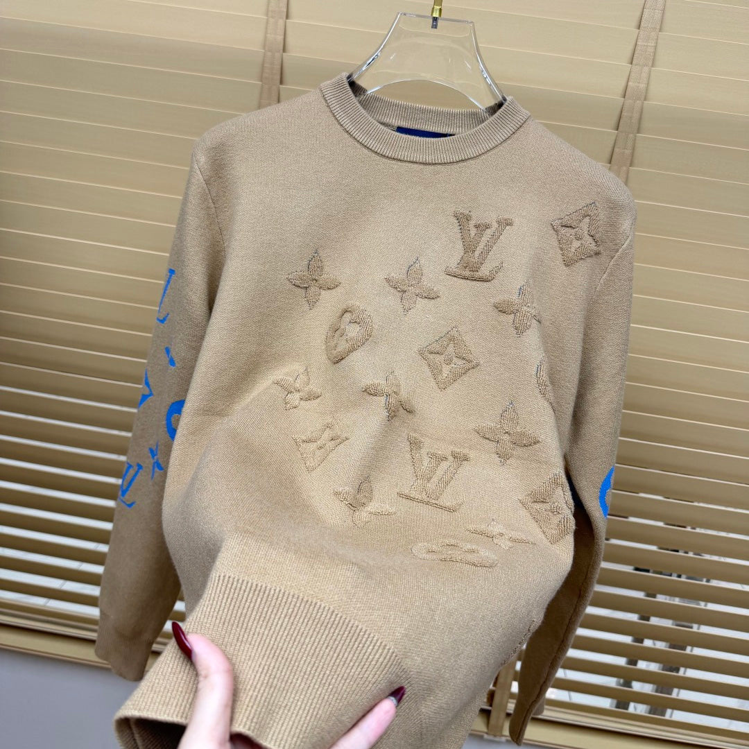 New Crew Neck Mixed Jacquard Knit Pullover Sweater GN380102