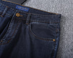 Dark Indigo Monogram Embroidered Slim Denim V260846