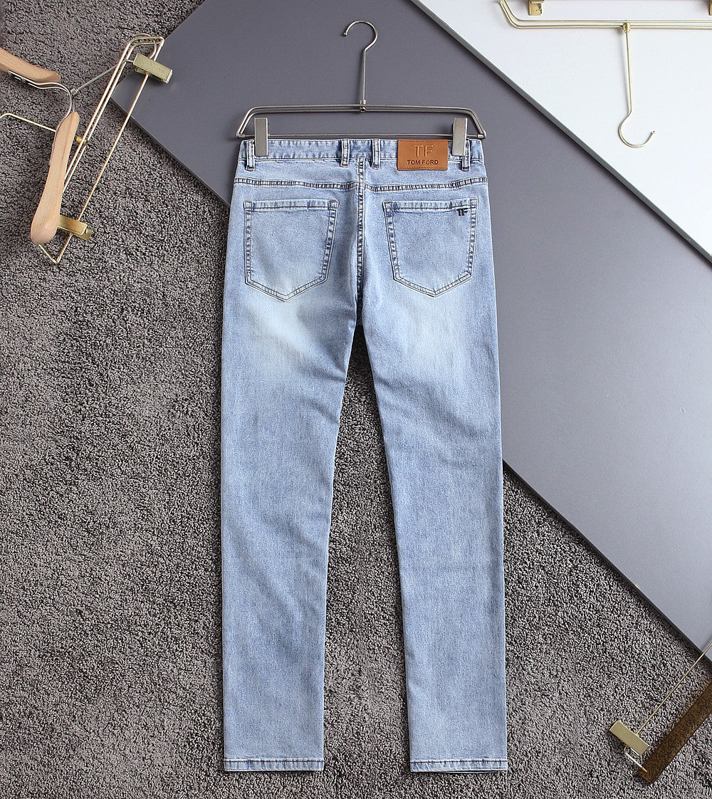 Light Blue Faded Minimal Stitch Logo Slim Denim Jeans M260743