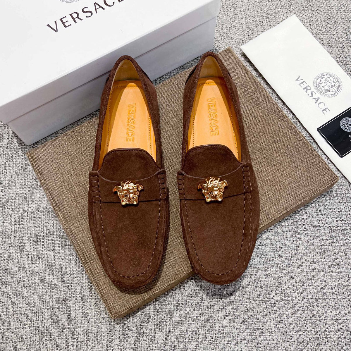 Men's Medusa Gold Emblem Slip-On Loafer Driving Shoes NE190117