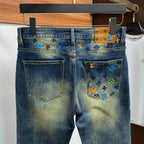 Multi-Color Embroidered Monogram Slim Jeans C261039