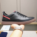 Red Side Label Leather Low Top Sneakers S283408