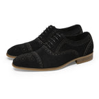 Suede Cap Toe Brogue Oxford Shoes Lace-Up Dress Shoes Y101134