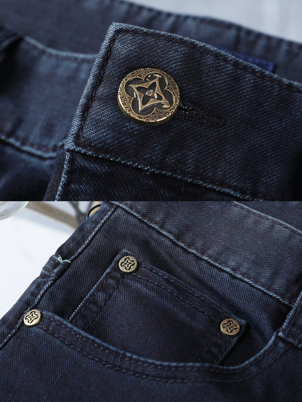 Dark Indigo Studded Check Crest Jeans E260921
