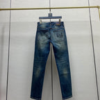 Vintage Dark Blue Printed Logo Slim Jeans E260905