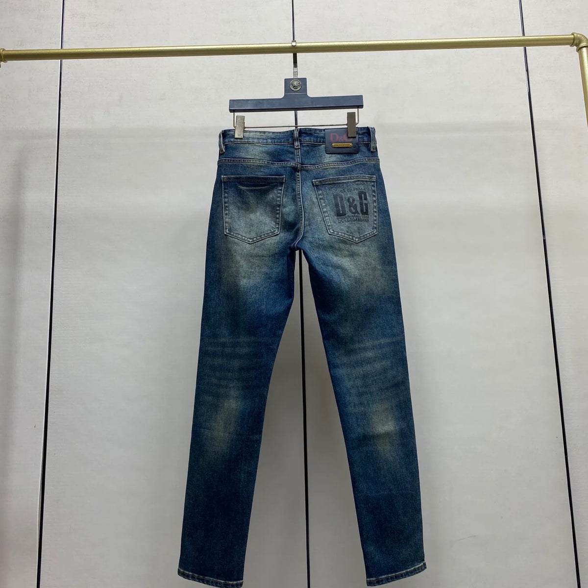 Vintage Dark Blue Printed Logo Slim Jeans E260905