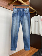 Cartoon Applique Monogram Pocket Slim Fit Denim E260937