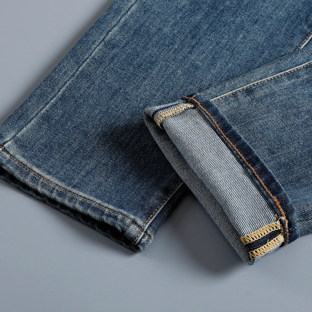 Knotted Embroidery Logo Straight Fit Denim Jeans NE210202