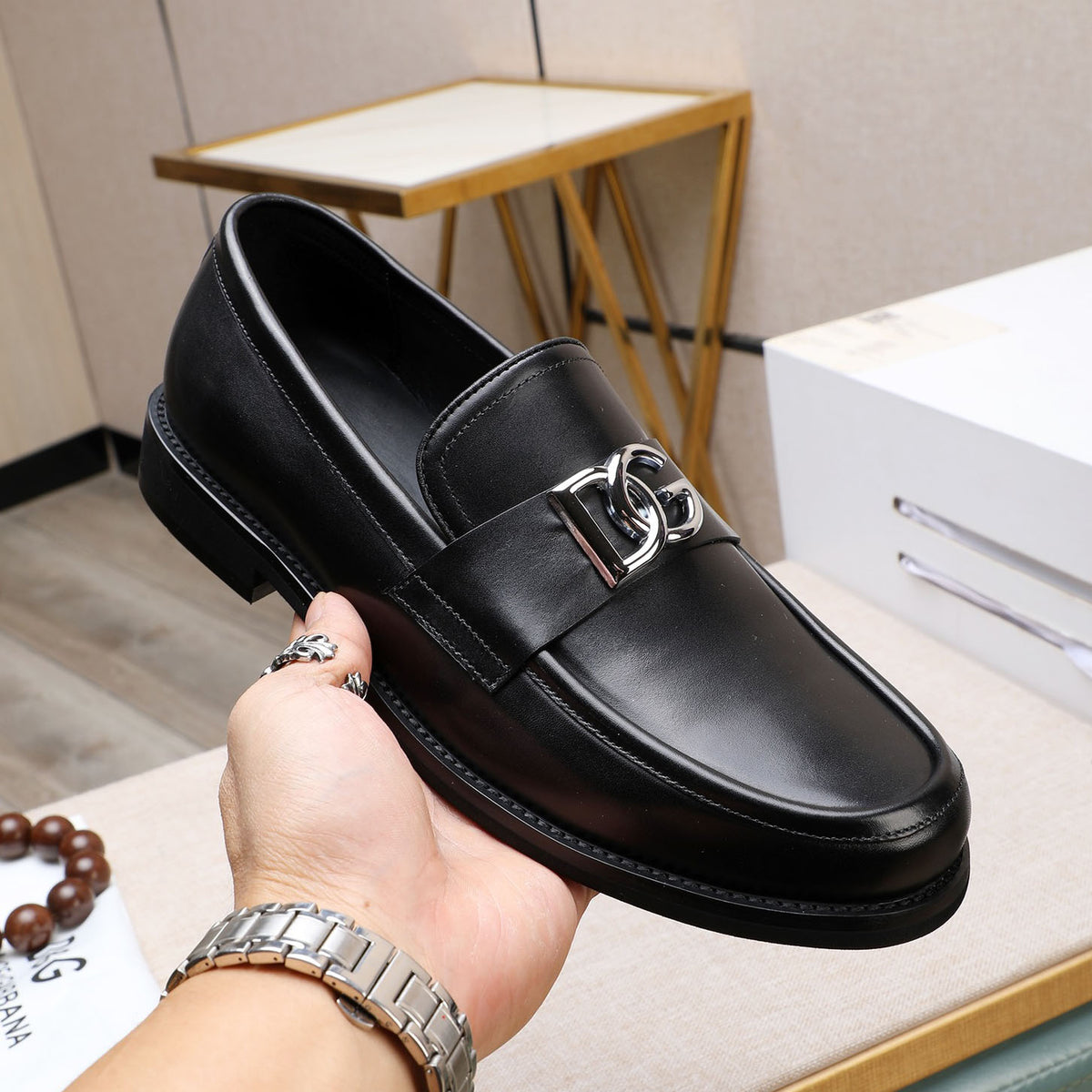 Men's Metal Double Ring Buckle Slip-On Loafers NE190139