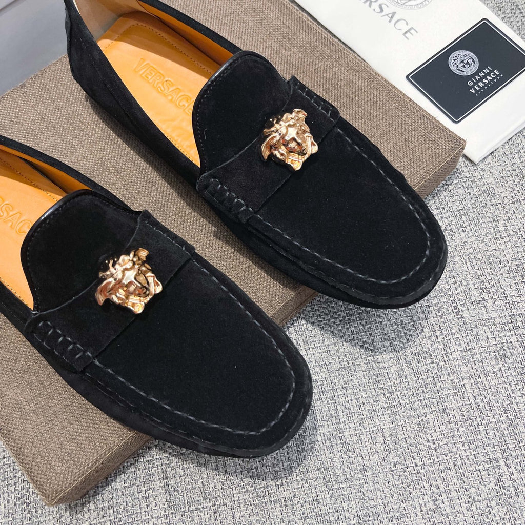 Men's Medusa Gold Emblem Slip-On Loafer Driving Shoes NE190117