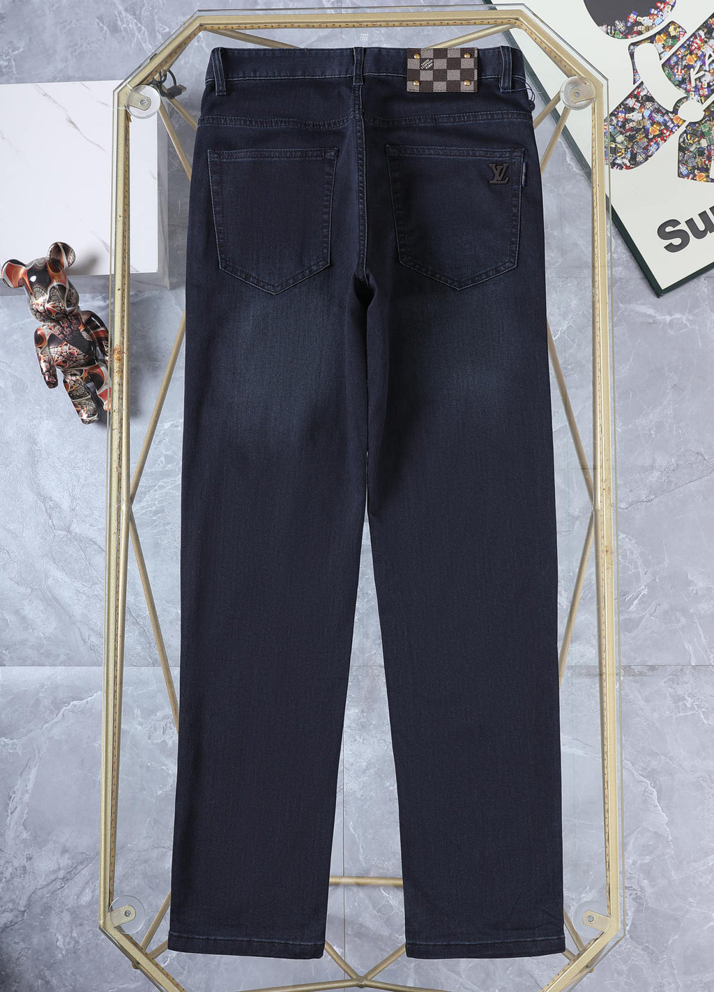 Dark Indigo Studded Check Crest Jeans E260921