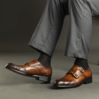 Wingtip Brogue Double Monk Strap Shoes Y101150