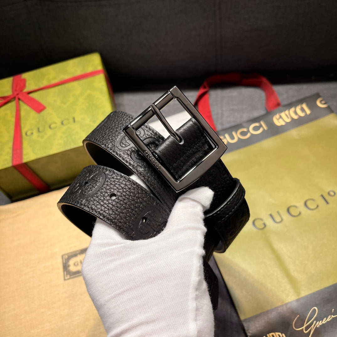 Dual Logo Embossed Pin Buckle Belt E020801
