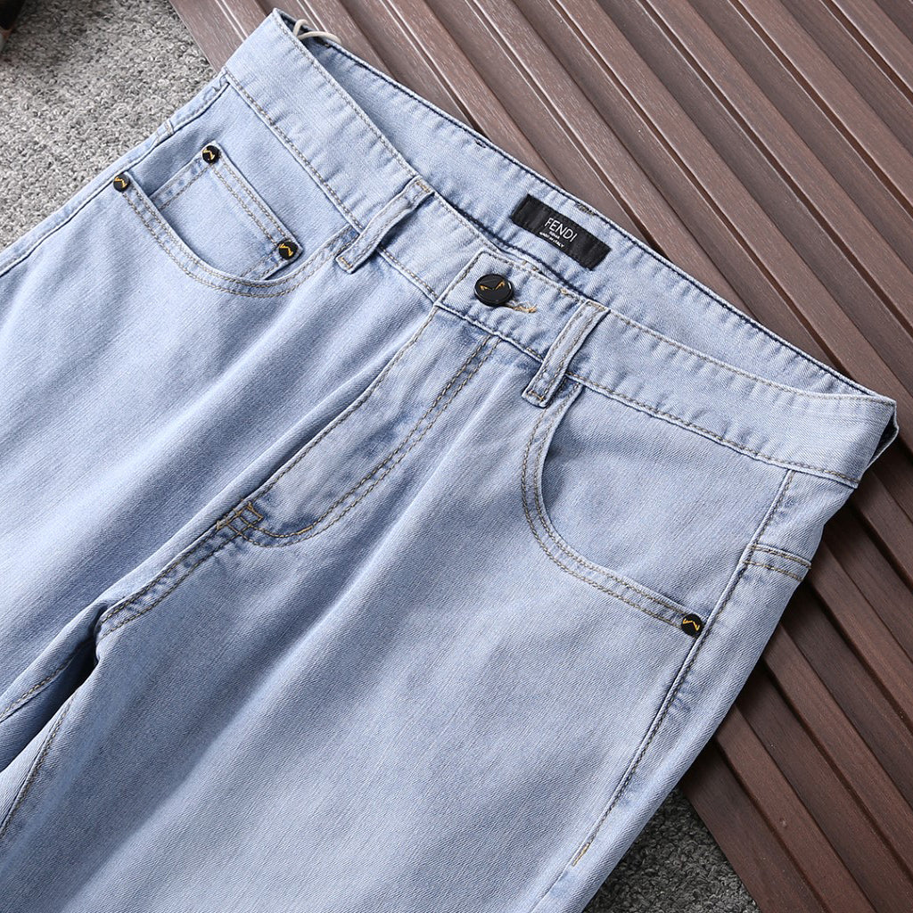 Roma Script Embroidery Slim Fit Denim E260929