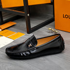 Glossy Grid Embossed Slip-On Loafer S283432