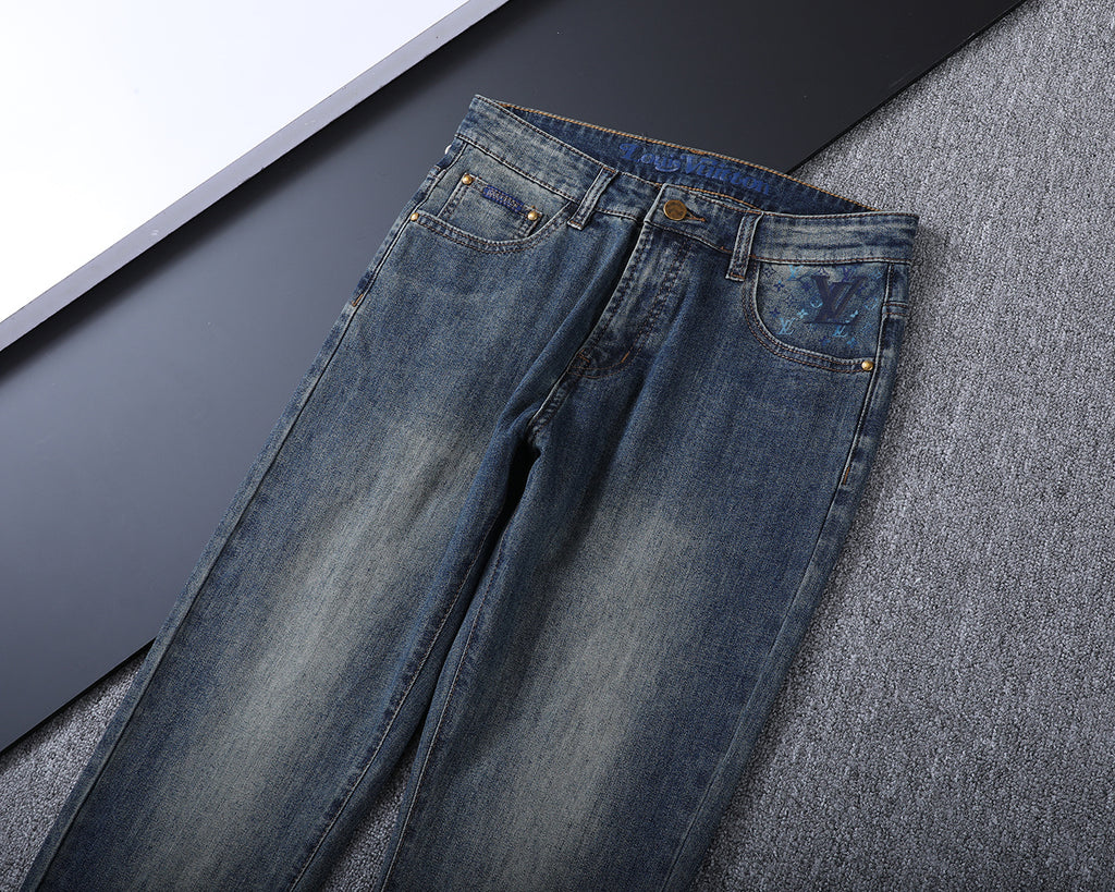 Large Printed Motif Pocket Slim Fit Denim V260828