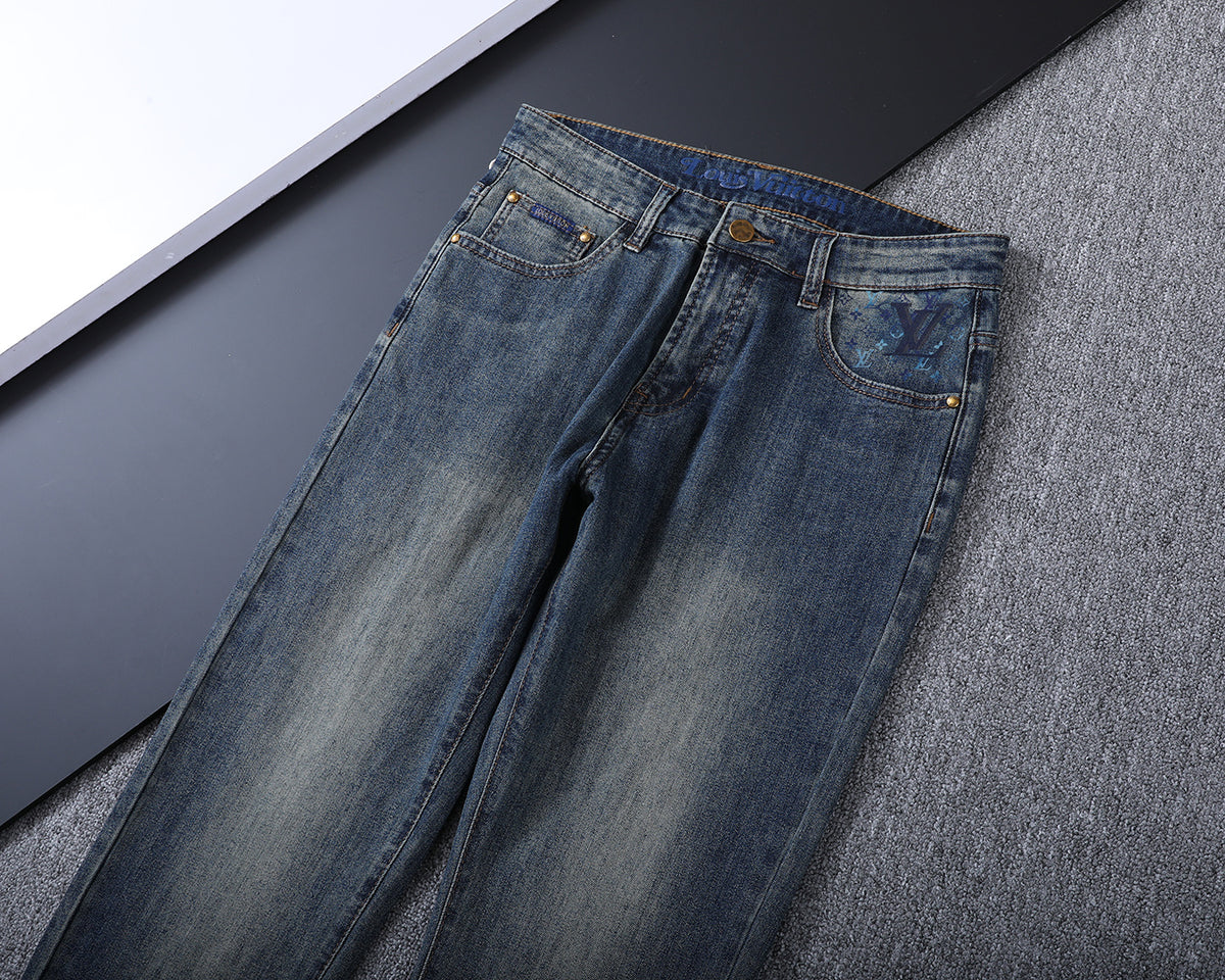 Large Printed Motif Pocket Slim Fit Denim V260828