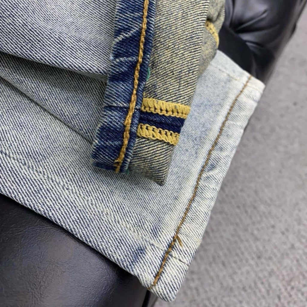 Men Vintage Faded Light Wash Jeans C261020
