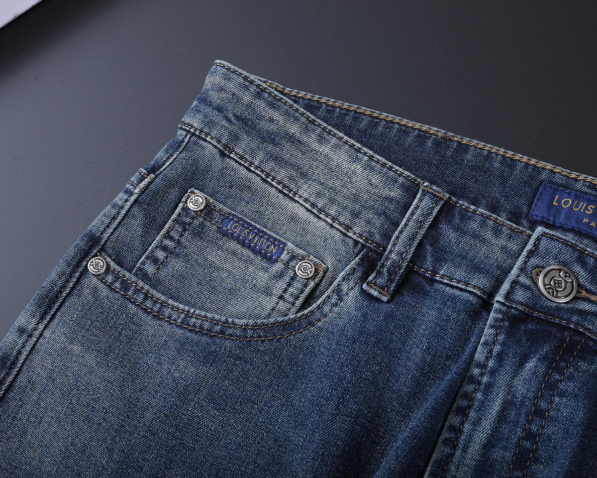 Multi-Color Embroidered Motif Pocket Slim Fit Denim V260827