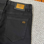 Gold Plaque Badge Slim Black Denim E260911
