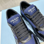 Smooth Leather Fabric Patchwork Triangle Logo Chunky Sole Sneakers S283411