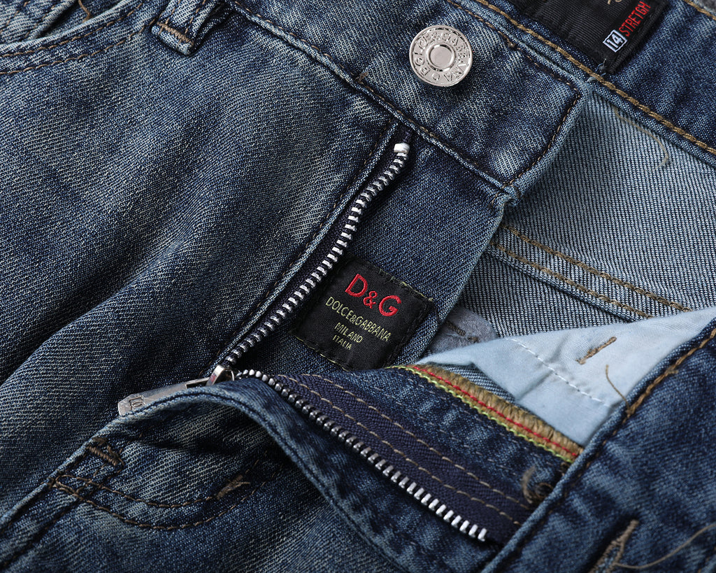 Vintage Key Artwork Print Slim Denim V260833