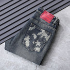 Back Pocket Camouflage Printed Vintage Denim Jeans R260538