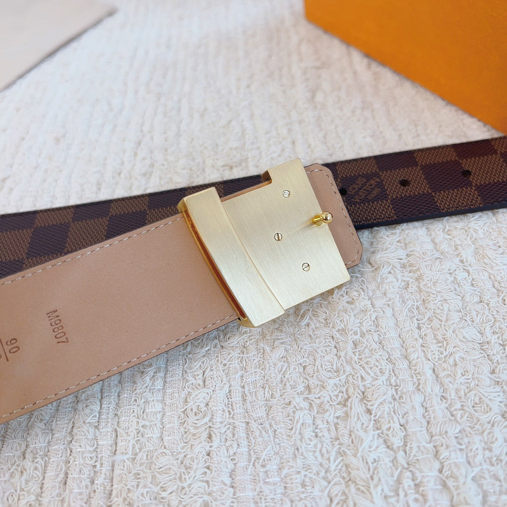 Checkered & Vintage Print Metal Buckle Belt E020802
