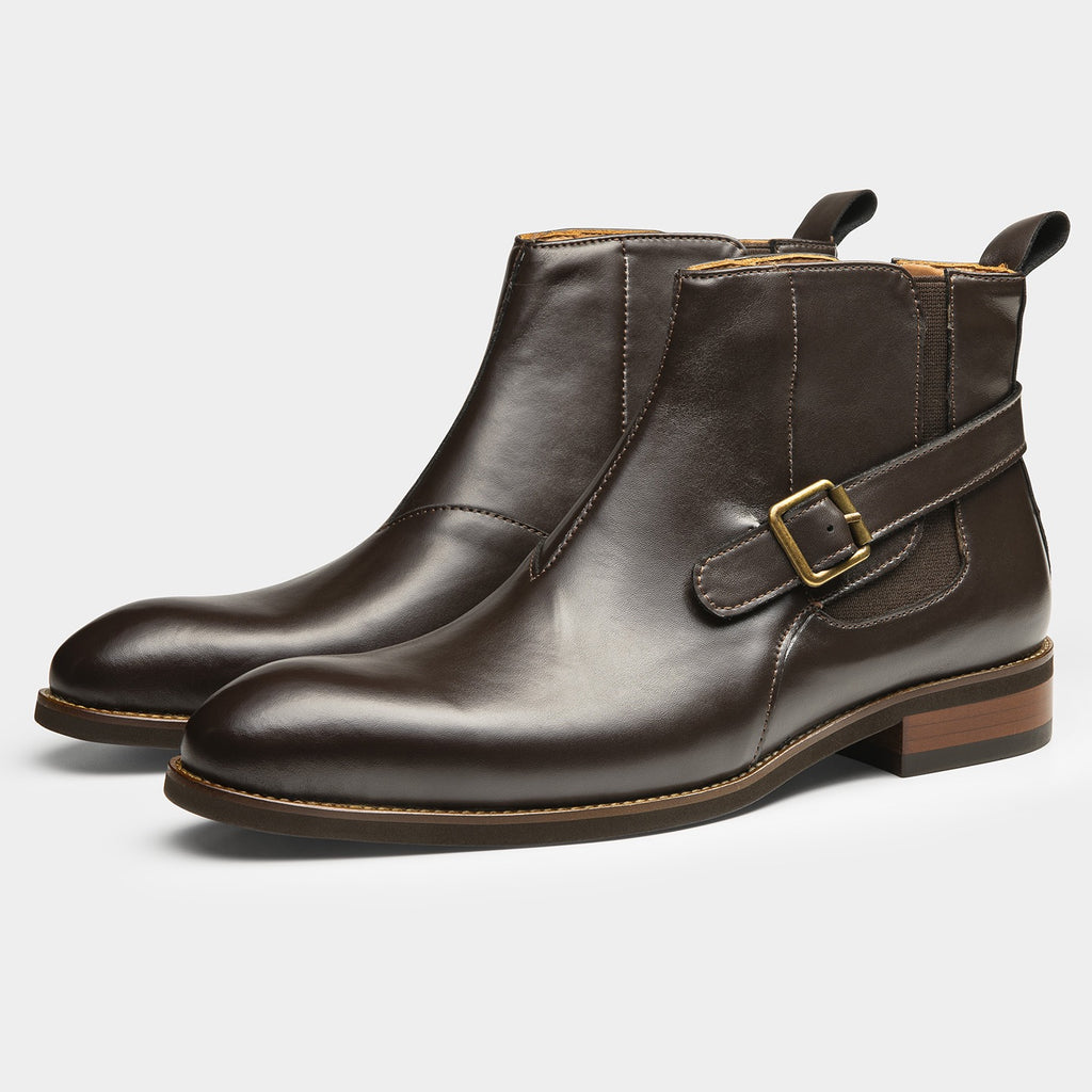 Buckle Chelsea Ankle Boots Elastic Side Dress Boots Y101123