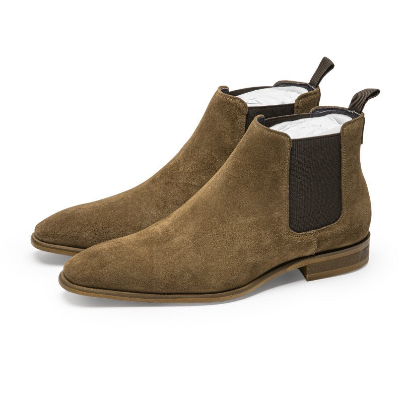 Suede Chelsea Boots Elastic Side Panel Slip-On Ankle Boots Y101133