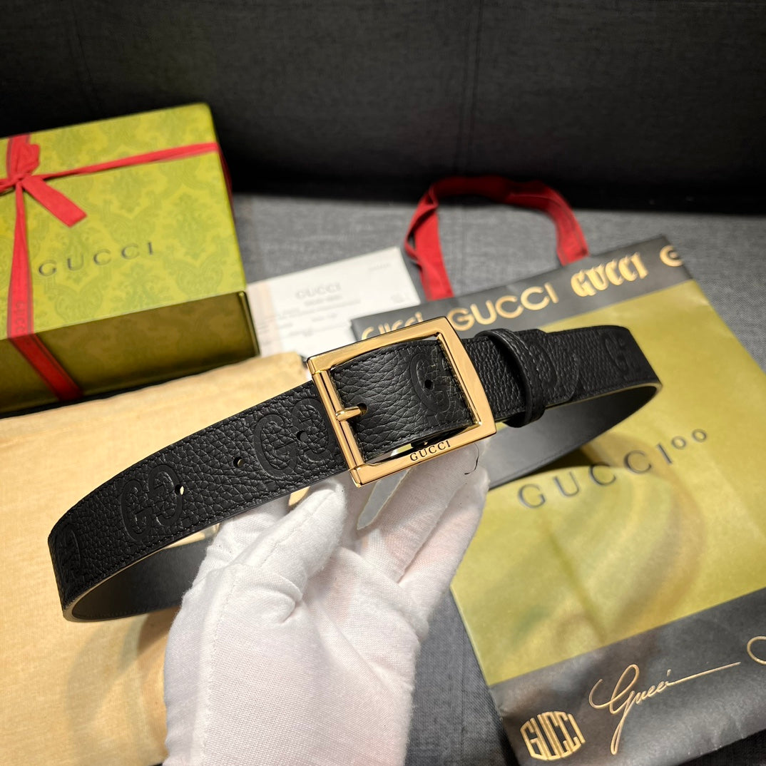 Dual Logo Embossed Pin Buckle Belt E020801