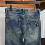 Mid Blue Faded Wash Subtle Printed Pocket Denim Jeans L260615