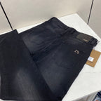 Vintage Black Wash Metal Badge Denim Jeans M260731