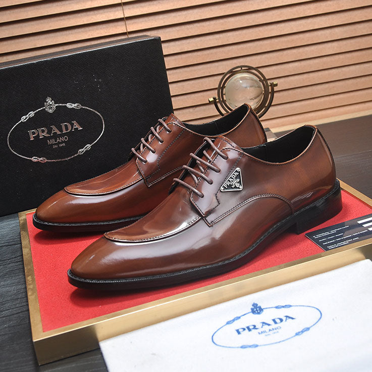 Men's Triangle Logo Glossy Lace-up Derby Shoes JN081114