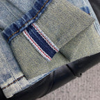 Light Faded Wash Mens Knight Motif Embroidered Pocket Denim Trousers R260525