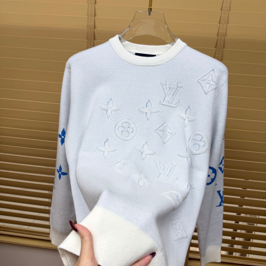 New Crew Neck Mixed Jacquard Knit Pullover Sweater GN380102