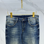 Dark Blue Vintage Triangle Graphic Print Slim Denim Jeans M260738