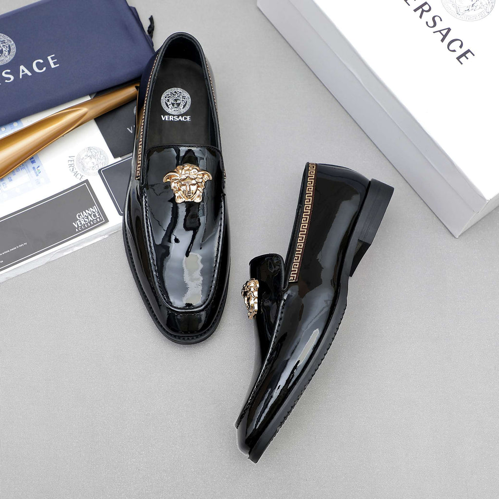 Men's Patent Medusa Metal Head Slip-On Loafers NE190144