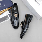 Men's Patent Medusa Metal Head Slip-On Loafers NE190144