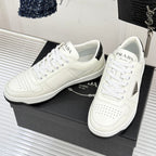 Triangle Badge Flat Lace-up Sneakers With Perforated Toe S265505
