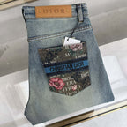 Light Vintage Wash Botanical Print Pocket Denim Jeans L260623