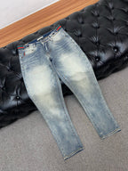 Vintage Fade Web Stripe Waist Embroidery Jeans E260950