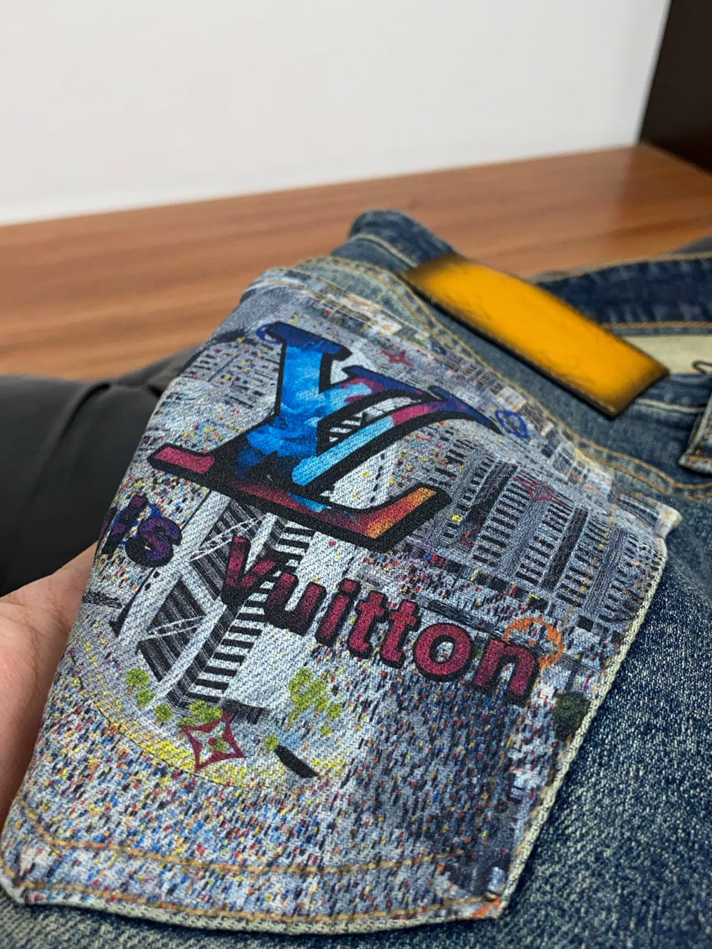 Back Pocket City Graphic Printed Vintage Denim Jeans R260534