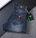 Vintage Fade Triangle Emblem & Text Print Jeans V260821