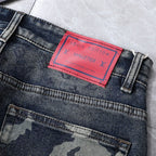 Back Pocket Camouflage Printed Vintage Denim Jeans R260538
