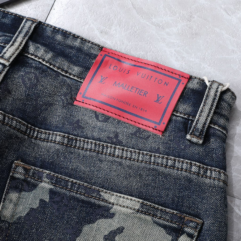 Back Pocket Camouflage Printed Vintage Denim Jeans R260538