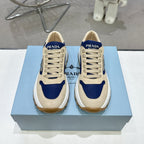 Suede Fabric Patchwork Triangle Logo Chunky Sole Sneakers S283410
